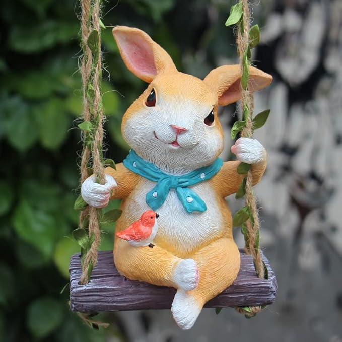 Cute Little Swing Rabbit Decor Statue