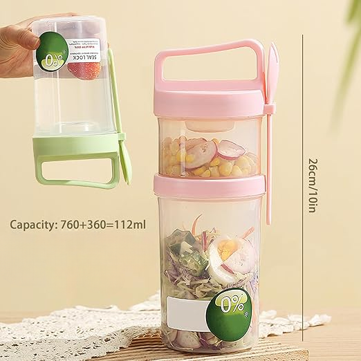 2 Tier Food Jars with Lid Fork