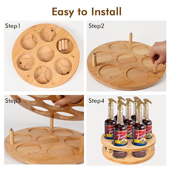 Wooden Bottle Rotating Organiser