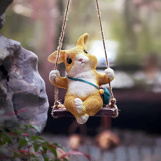 Cute Little Swing Rabbit Decor Statue