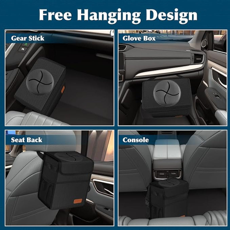 Car Trash Organizer with Lid & Net Storage