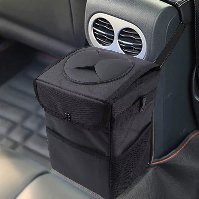Car Trash Organizer with Lid & Net Storage