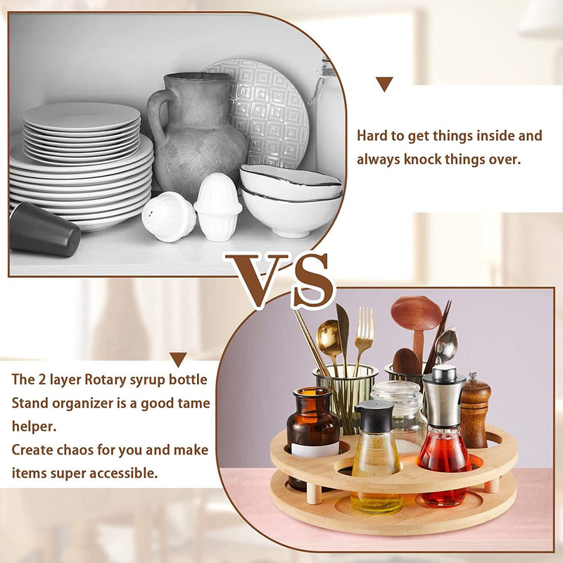 Wooden Bottle Rotating Organiser