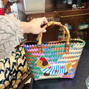 Colorful Striped Woven Tote Bag