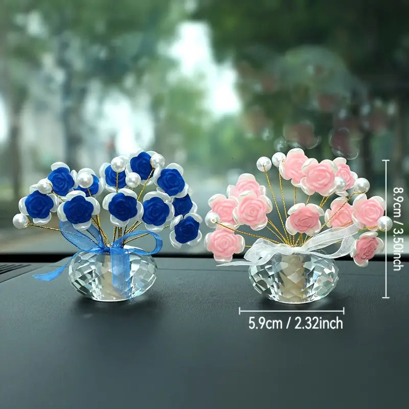 Elegant Crystal Rose Car Decor
